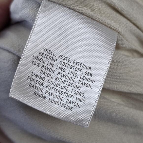 Maeve Anthropologie Jumpsuit Womens 0 Beige Linen Wide Leg V Neck Tie Waist - Picture 16 of 16